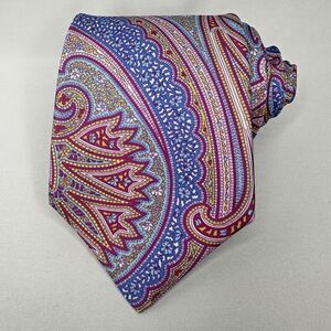 Paul Stuart Men's 100% Silk Designer Luxury Paisley Necktie Multicolor Italy